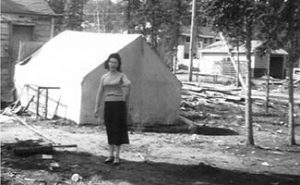 Rita in her back yard in Uranium City, Saskatchewan.