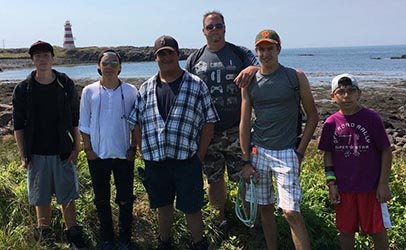 Grant with Arrowhead campers on a Discipleship week excursion at Brier Island, Nova Scotia.